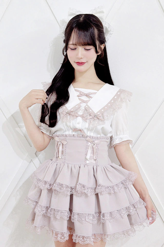 MA*RS Heart Lace Sailor Collar Blouse