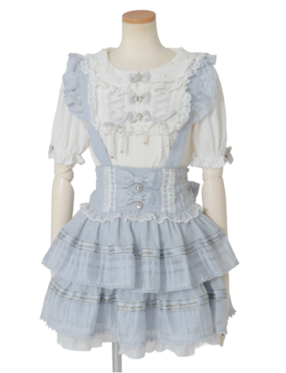LizLisa Message Ribbon Sheer Check Skirt-Pants