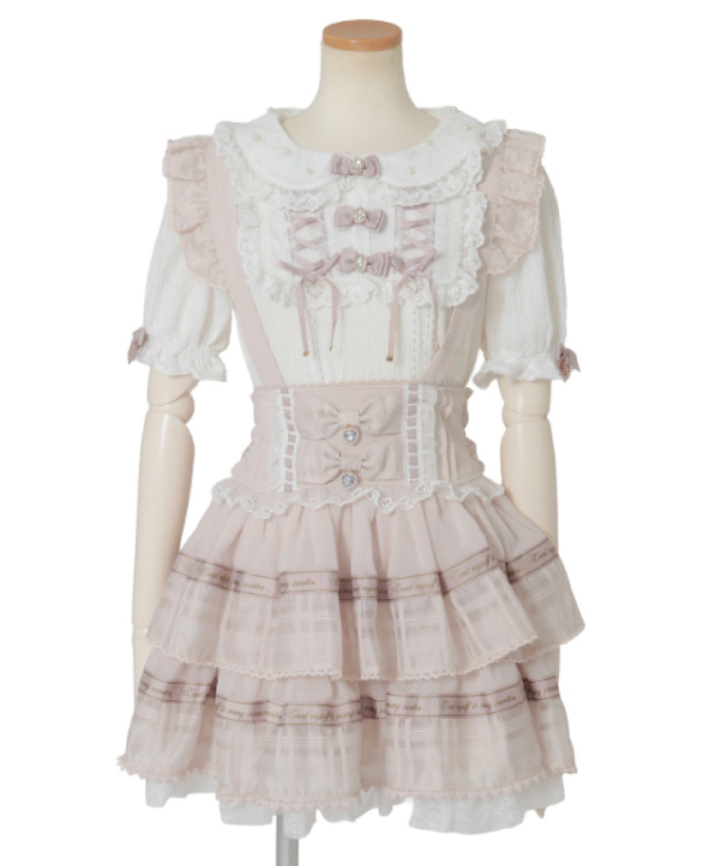 LizLisa Message Ribbon Sheer Check Skirt-Pants
