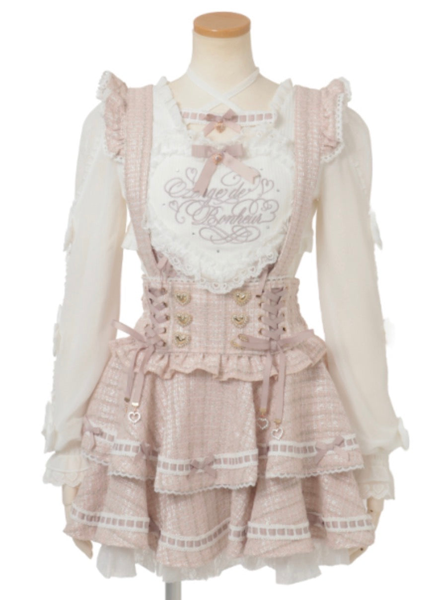 LizLisa Ladder Ribbon Tweed Tiered Skirt-Pants