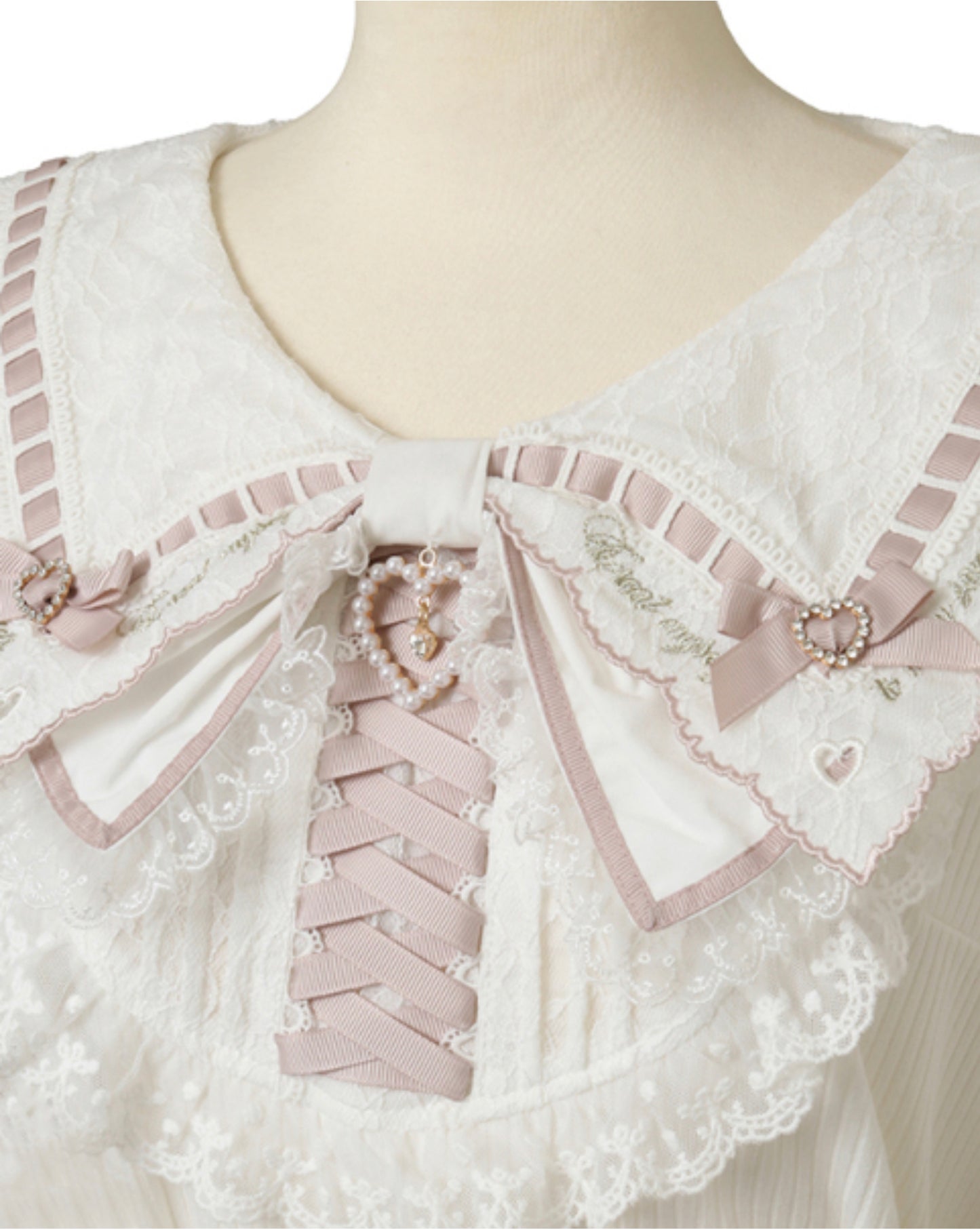 LizLisa Scallop Ribbon Collar Ribb Tops
