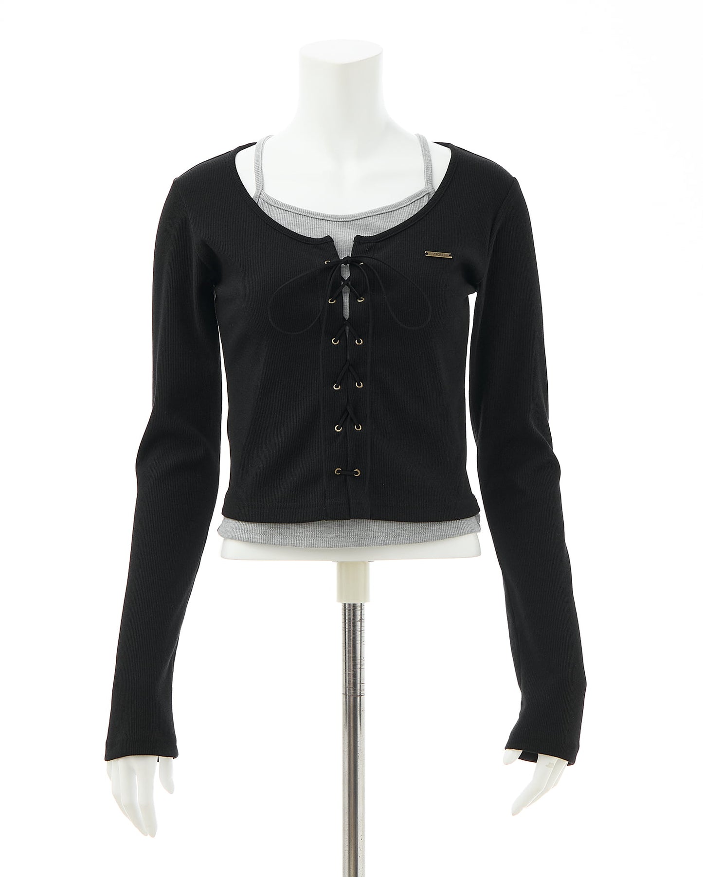 INGNI Cami layered style ribbed lace-up tops