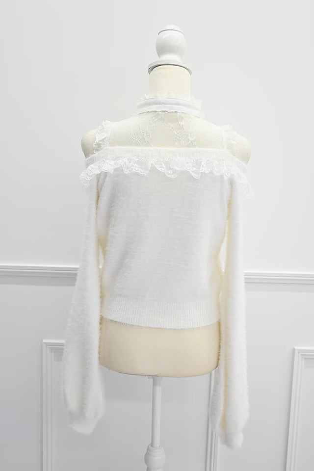 MA*RS Three-Ribbon Knit Top with Heart Choker