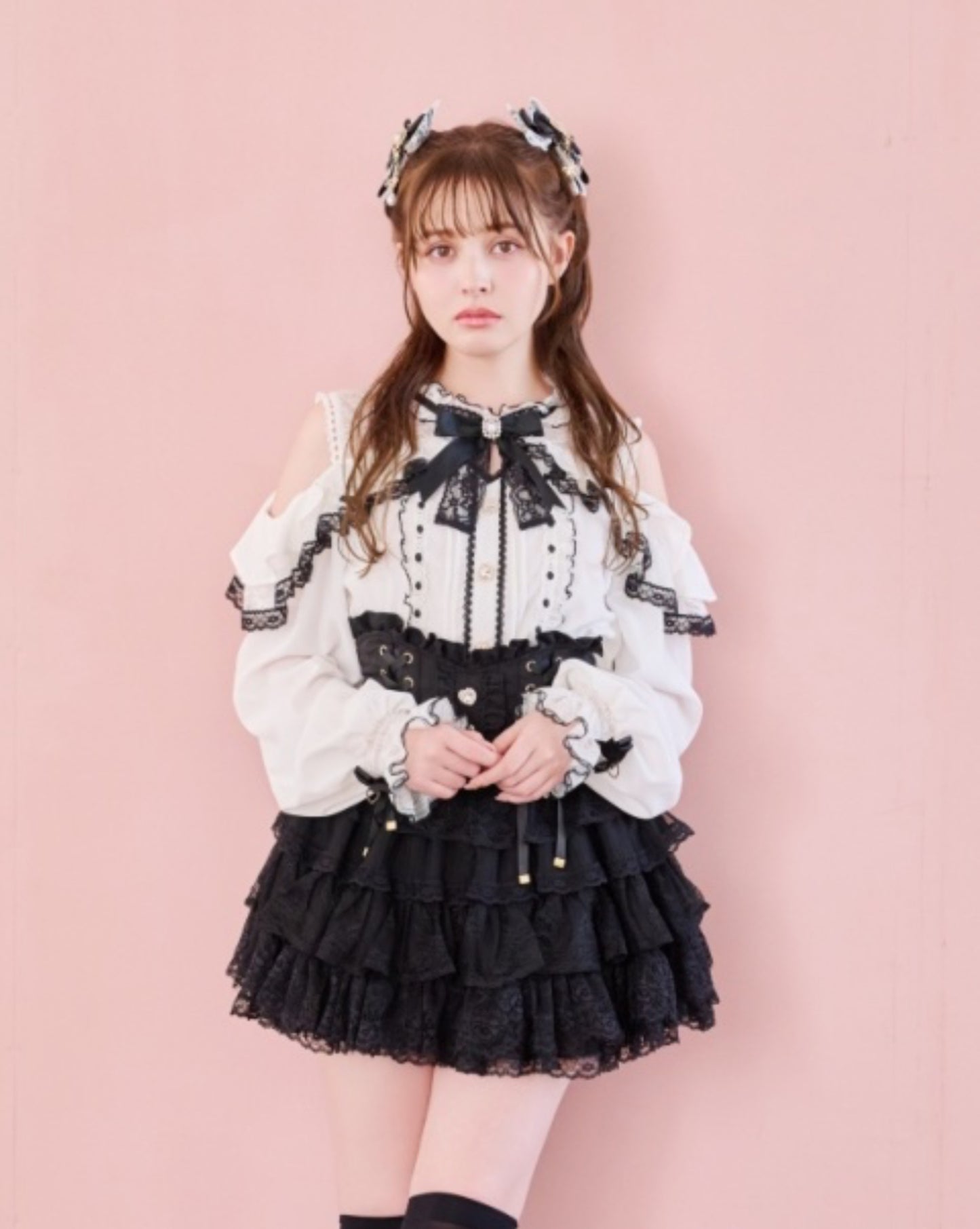 LizLisa Open Shoulder Frill Blouse