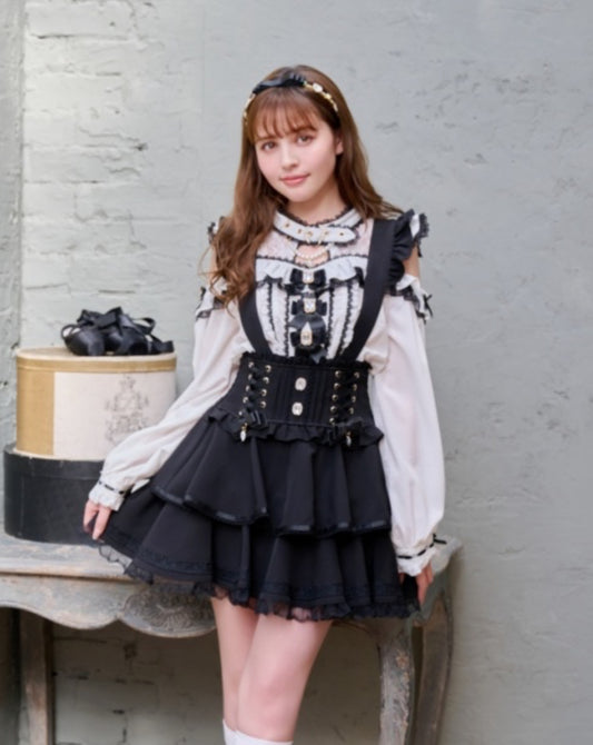 LizLisa Suspender Tiered Skirt-Pants