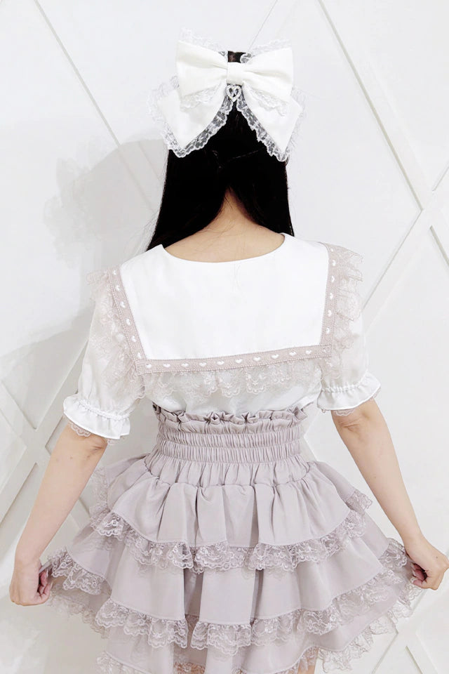 MA*RS Heart Lace Sailor Collar Blouse