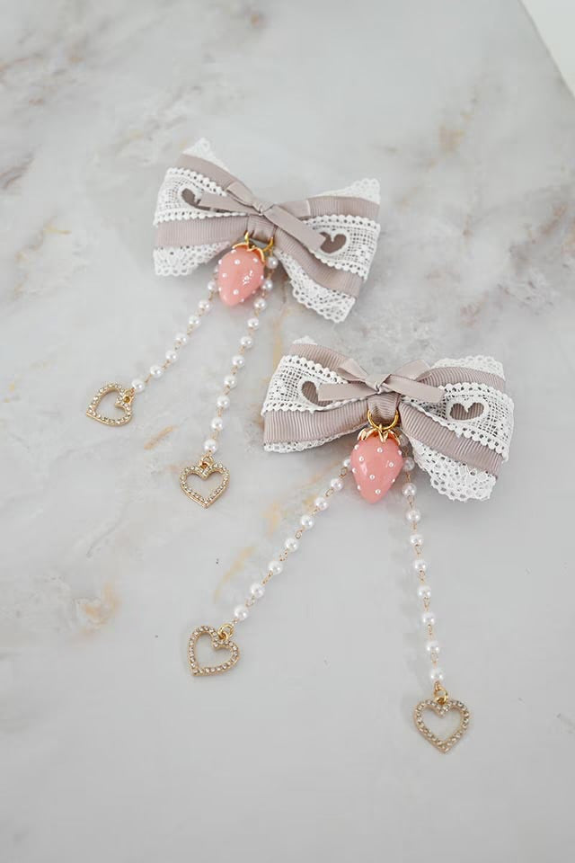 MA*RS [Princess Melody] Strawberry x Heart Lace Ribbon 2-piece SET