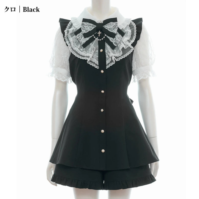 SecretHoney Lace ruffle short sleeve setup