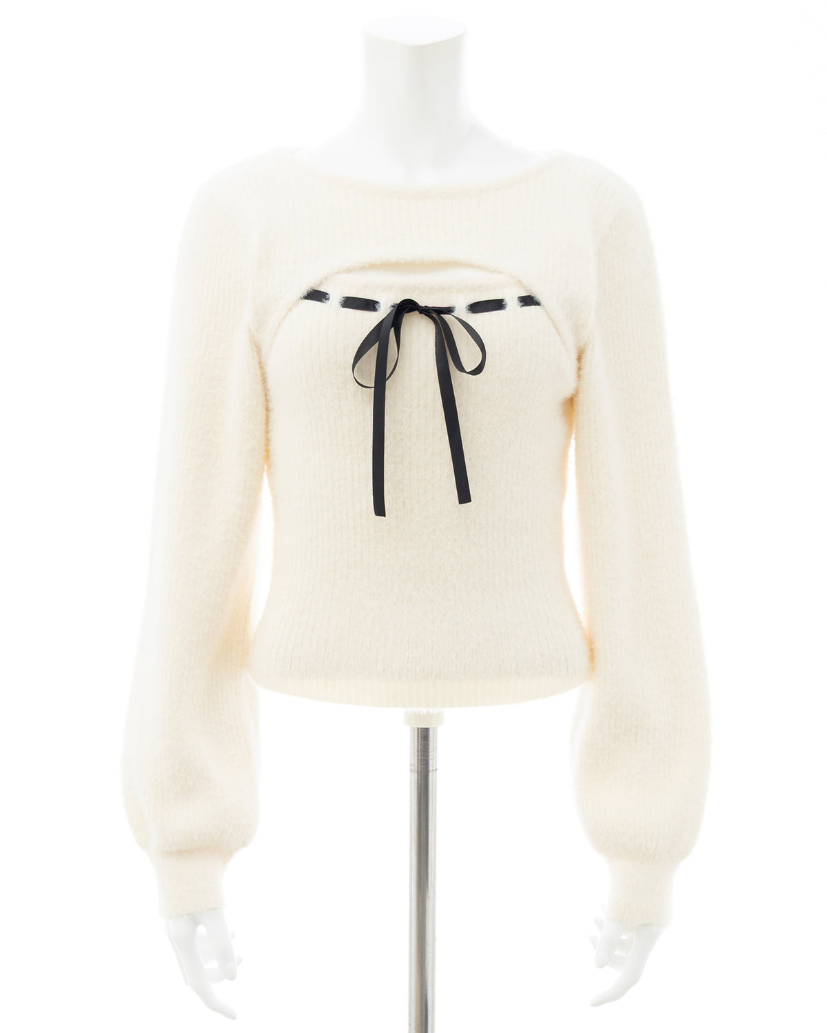 INGNI Feather ribbed décollete open ribbon knit