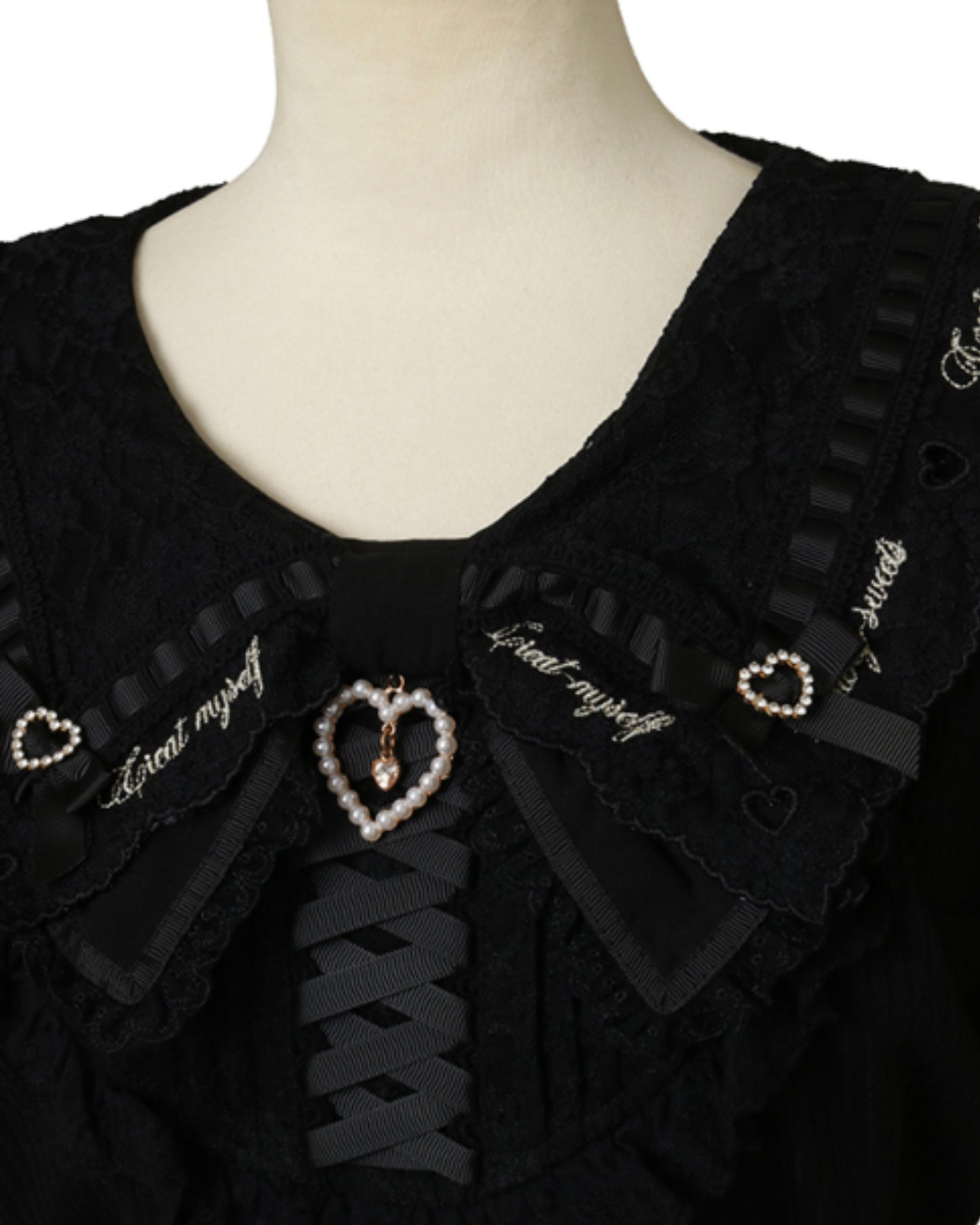 LizLisa Scallop Ribbon Collar Ribb Tops