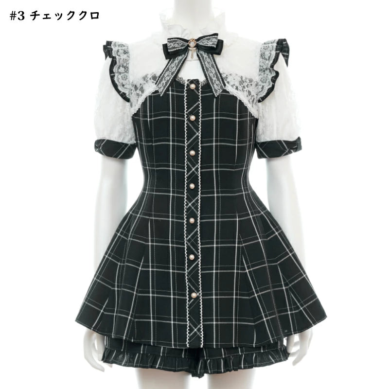 SecretHoney Sleeve Lace & Bolero Style Short Sleeve Set Up