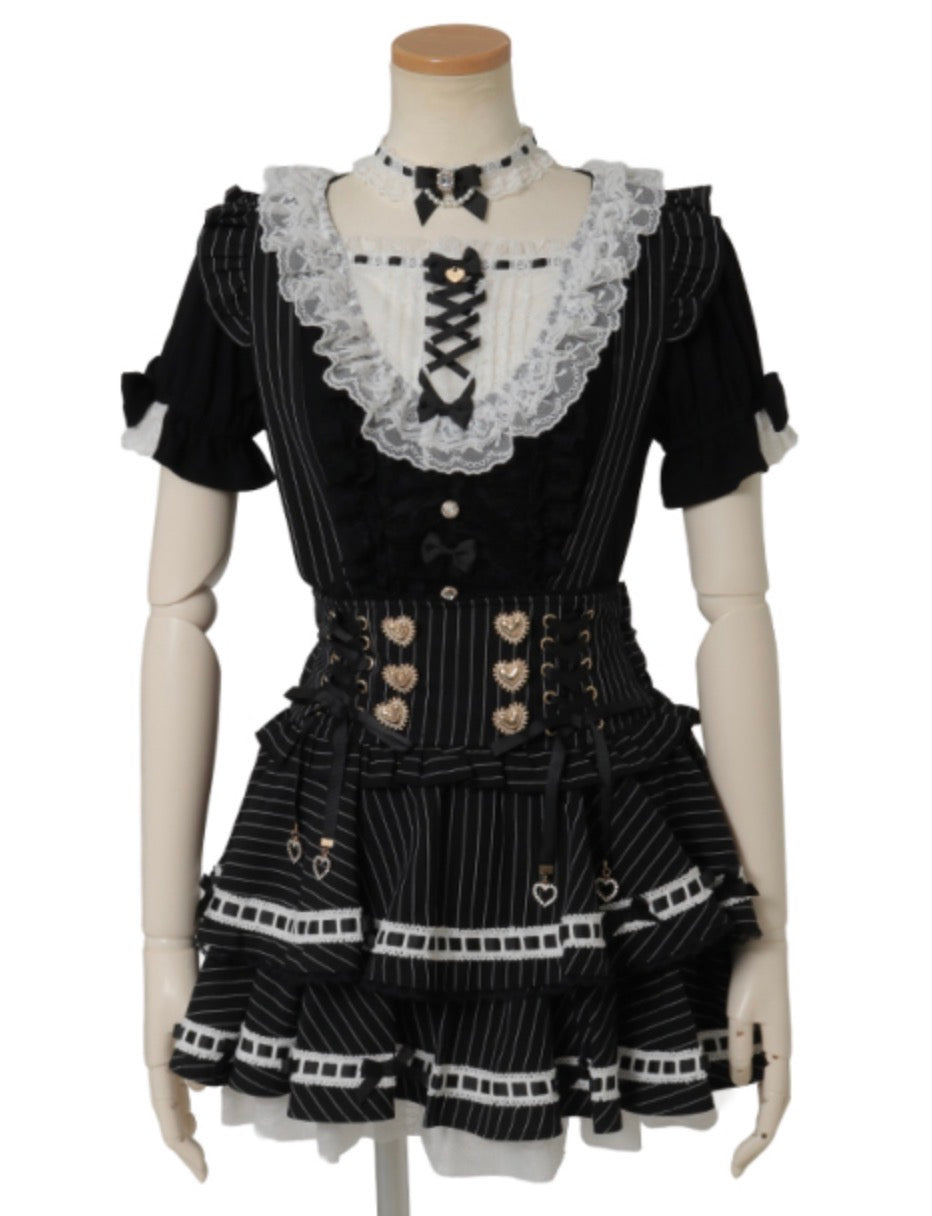 LizLisa Ladder Ribbon Pinstripe Skirt-Pants
