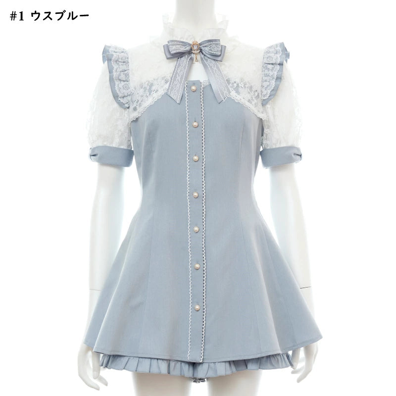 SecretHoney Sleeve Lace & Bolero Style Short Sleeve Set Up