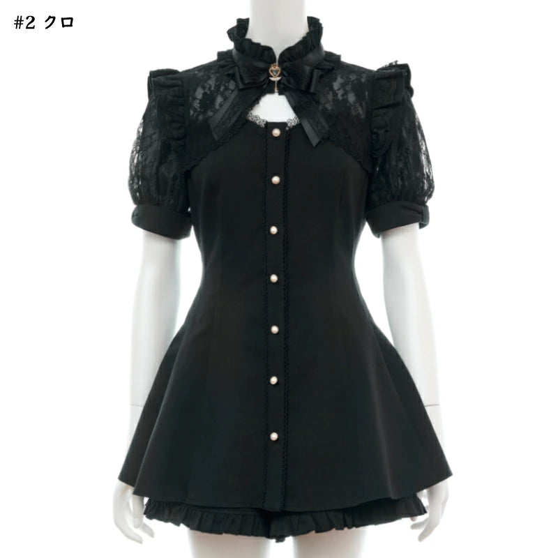 SecretHoney Sleeve Lace & Bolero Style Short Sleeve Set Up