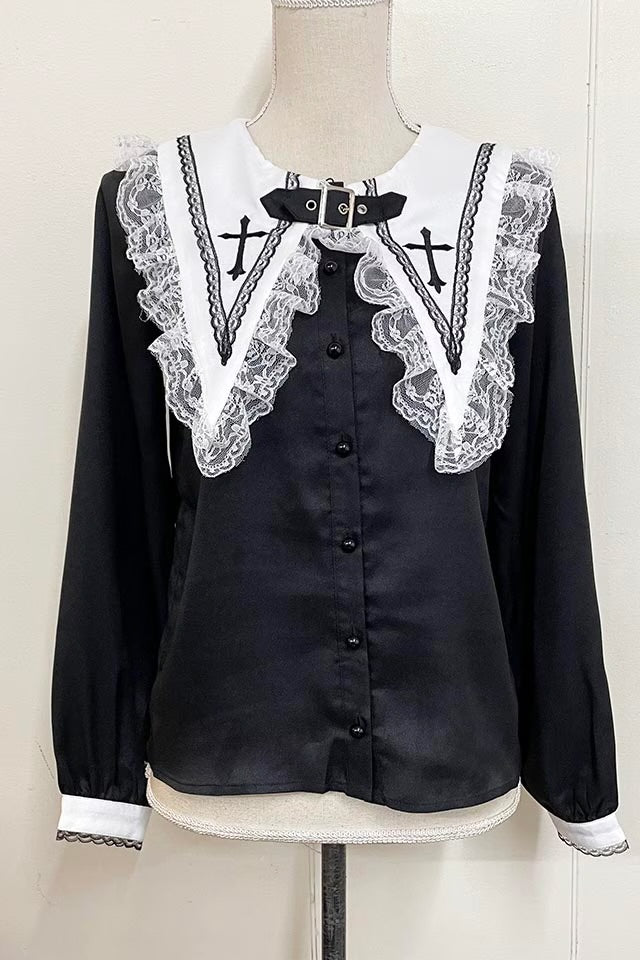 MA*RS Cross embroidered blouse with belt