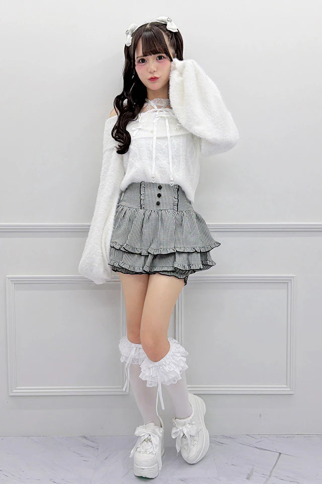 MA*RS Ribbon & Pearl Cable Off-Shoulder Knit