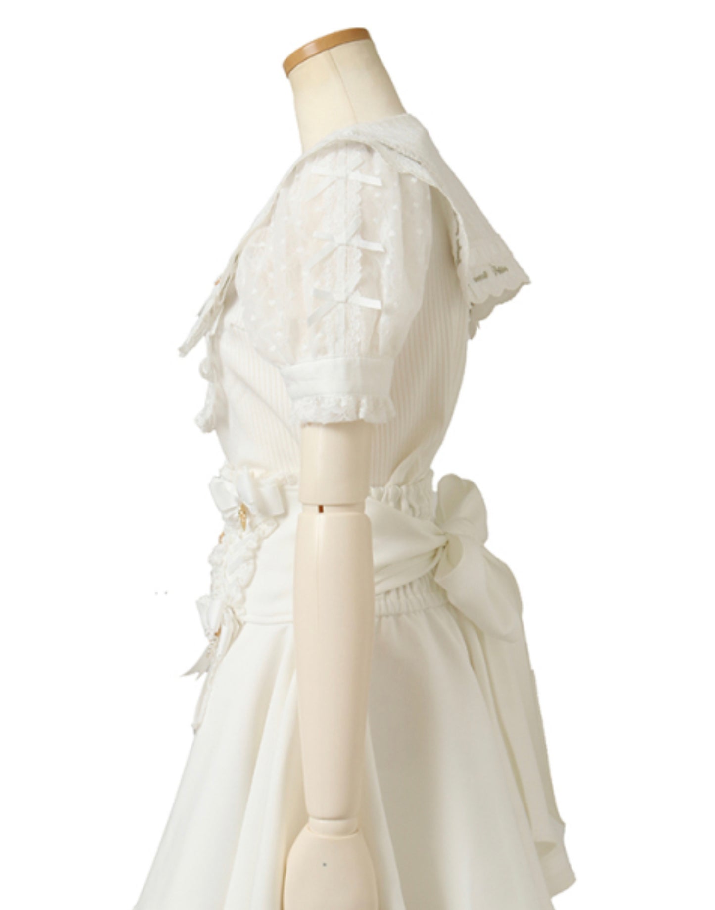 LizLisa Scallop Ribbon Collar Ribb Tops