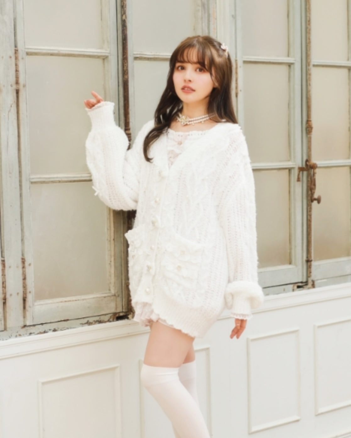 LizLisa Ladder-Through Many Ribbon Cardigan