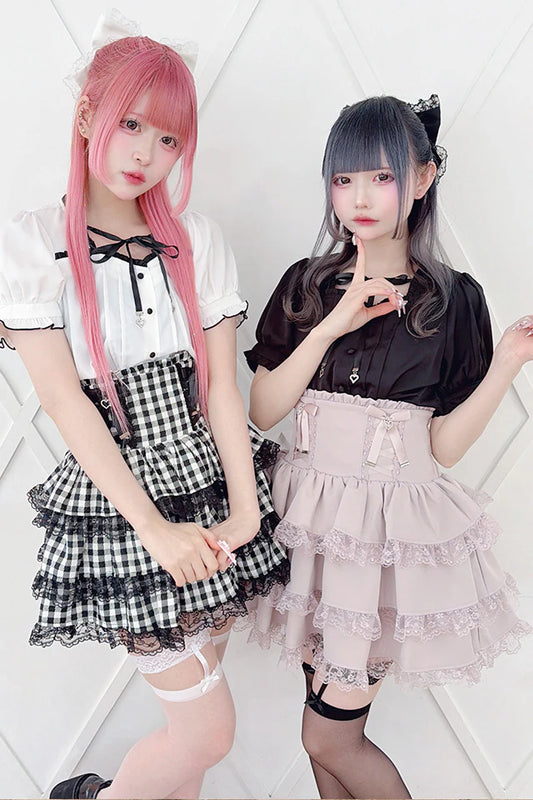 MA*RS Lace-up Ribbon 3-Tier Frill Skirt Pants