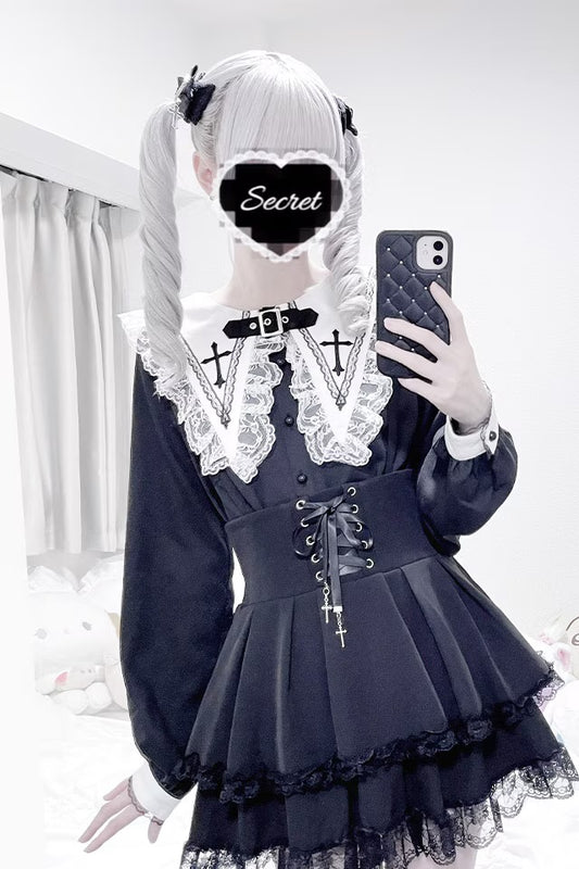 MA*RS Cross embroidered blouse with belt