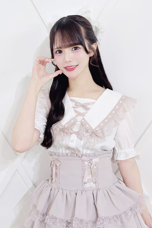 MA*RS Heart Lace Sailor Collar Blouse