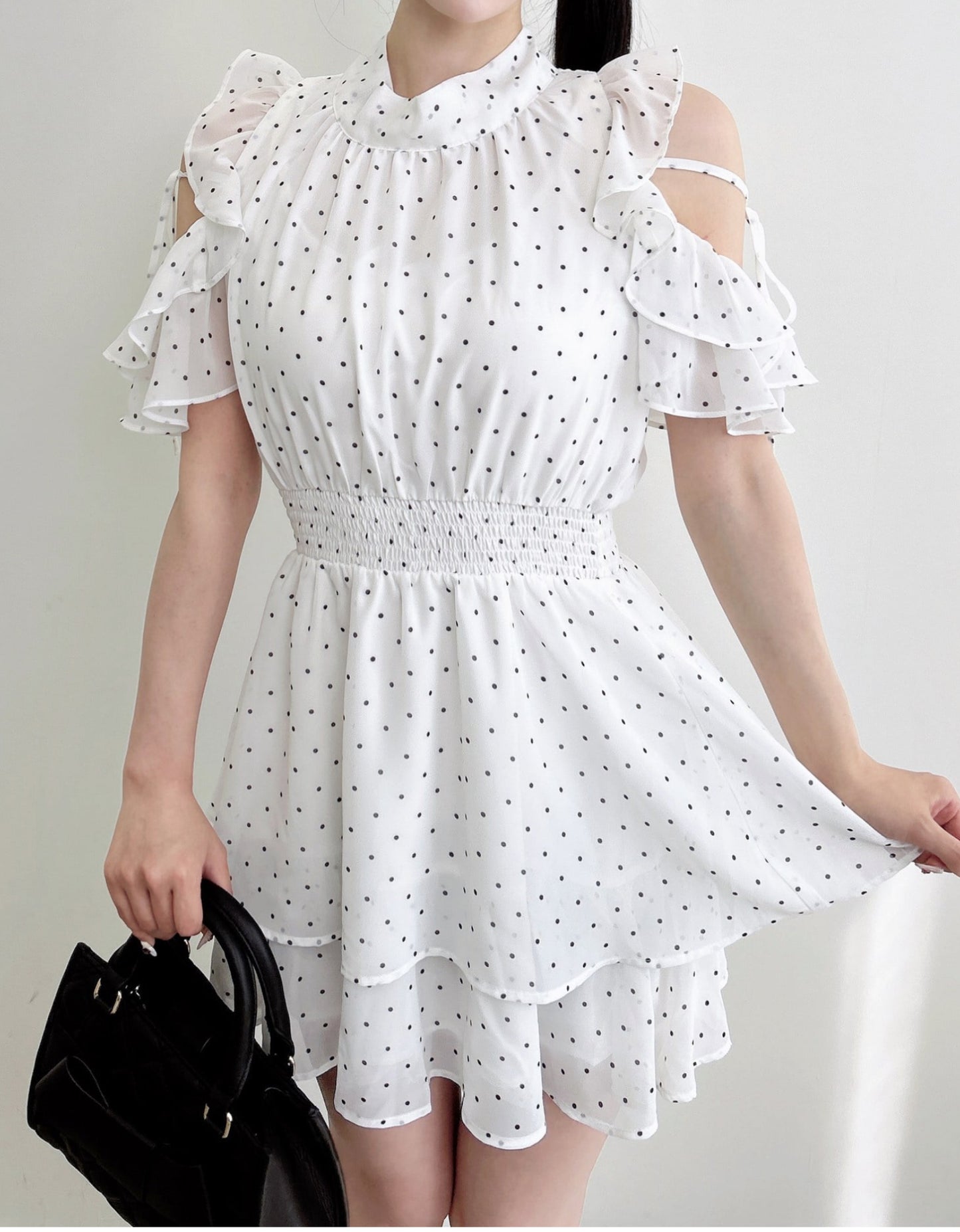 INGNI-2-Way Ribbon Off-Shoulder Frill Mini Dress