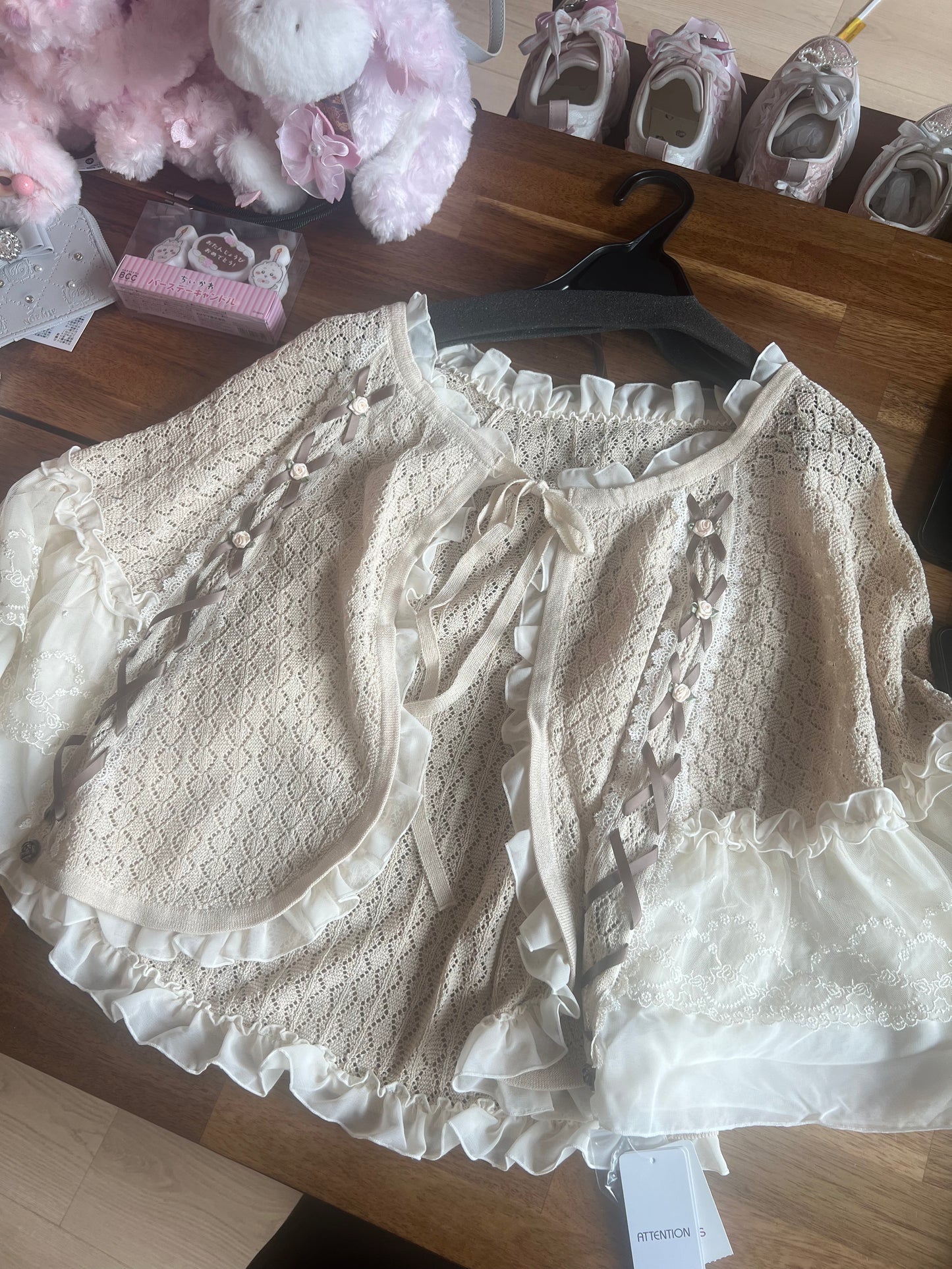 axesfemme Openwork Knit Cape