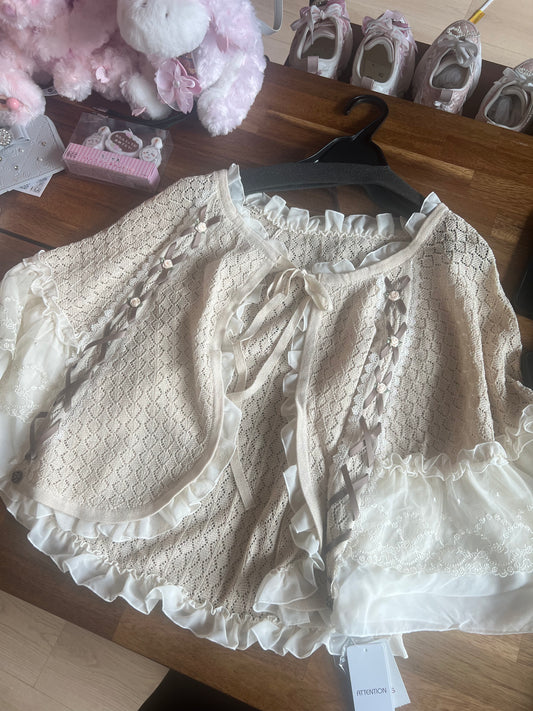 axesfemme Openwork Knit Cape